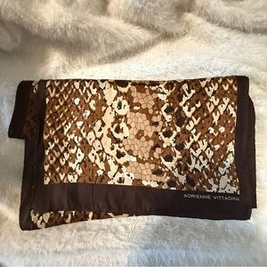 Vintage Adrienne Vittadini Tan and Brown Cheetah Patterned Scarf 100% Silk